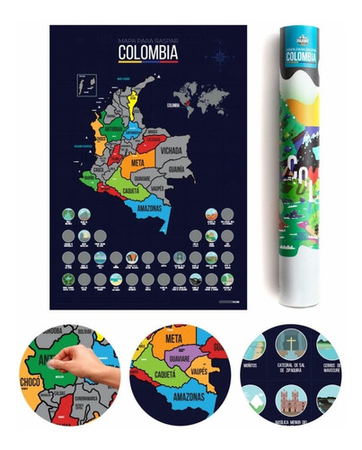 Mapa Para Raspar Colombia Poster Viajero | scratch Map