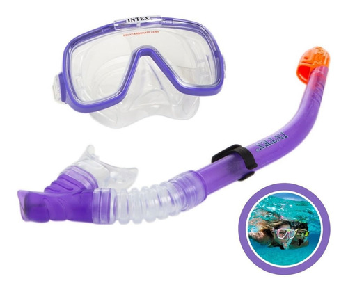 Kit Buceo Mascara Ventana Abierta Snorkel Intex + 8 Años F