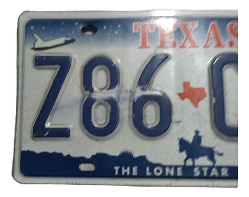 Placa De Auto, Matricula Texas Z86crg Blanca (Usado)