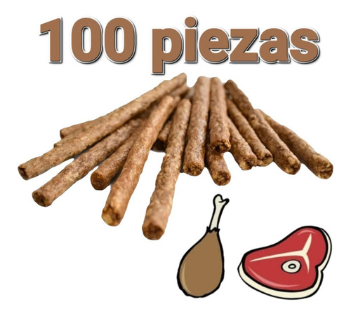 100 Palitos De Carnaza Para Botana Premio Entrenamiento