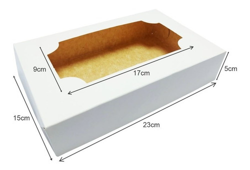 Caja Alfajores Alf2 Ventana X 50u Packaging Blanco Madera