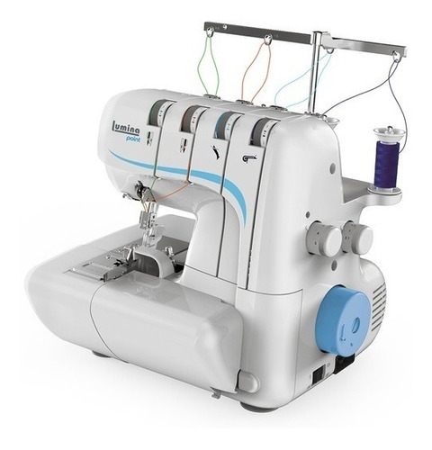 Máquina de coser overlock Lumina Point portable blanca y celeste 220V