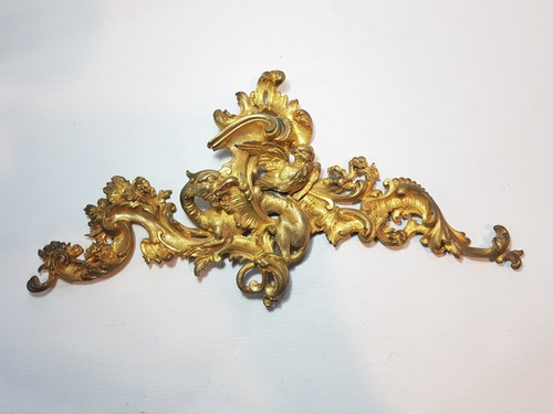 Antiguo Bronce Frances Ornamento Espejo Dorado Ro 1879