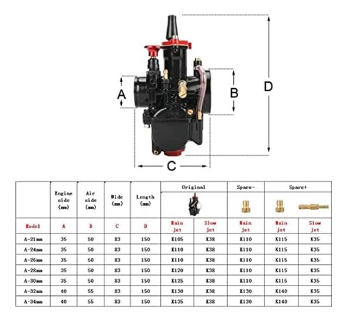Pwk Carburador 26 Mm Carburador Motocicleta Power Jet Carb R