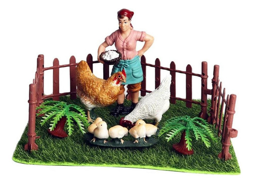 Microadorno En Miniatura Con Diseño De Gallinas De Granja