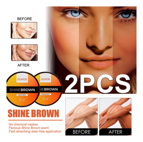 Crema Bronceadora Shine Brown, 2 Unidades