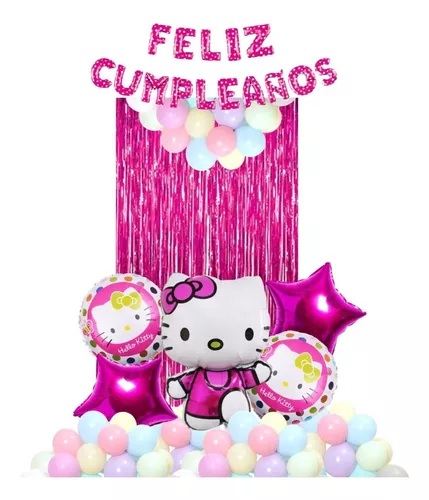 Kit Globo Decoración Fiesta Feliz Cumpleaños Hello Kitty