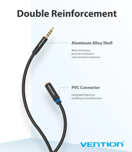 Imagen 4 de 5 de Cable Extensor De Audio Microfono Trrs Original Pc Laptop 1m
