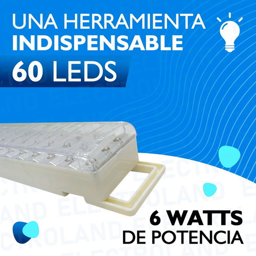 Imagen 4 de 10 de Luces Luz Emergencia 60 Leds Recargable 2 Intensidades 12 Hs