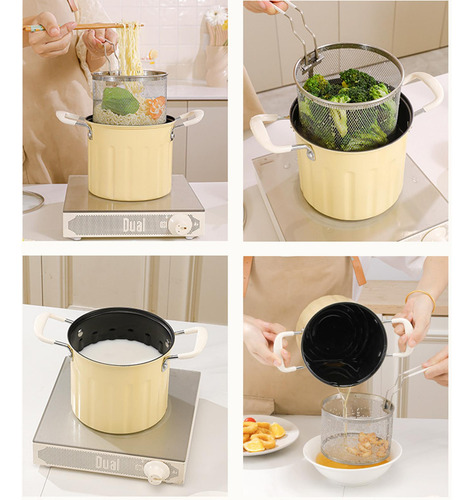 Frigideira Japonesa Tempura 3l Com Cesta, Frigideira Amarelo