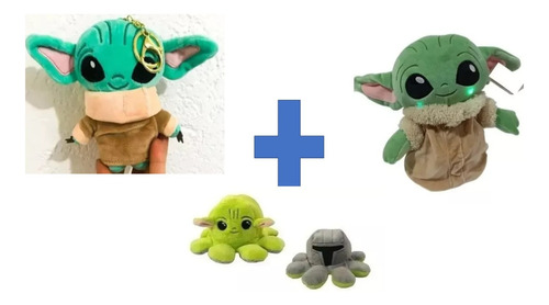 Kit Baby Yoda, Peluche Sonido, Pulpo Reversible Y Llavero