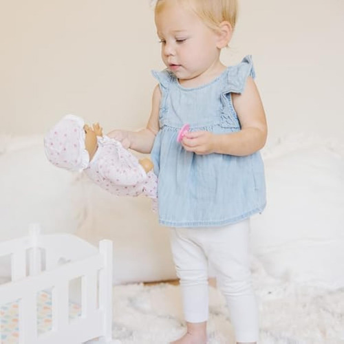 Cuna De Madera Para Muñecas Y Peluches En Color Blanco