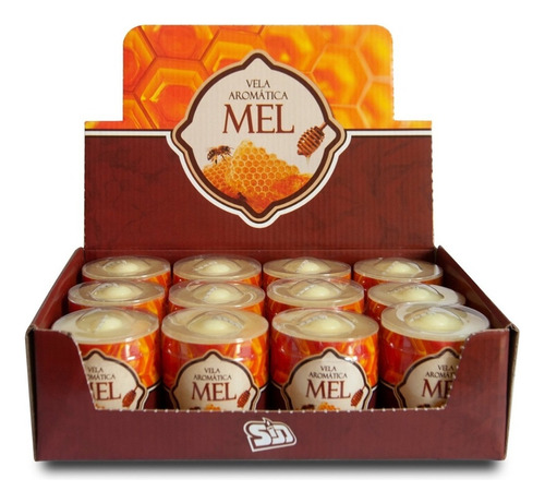 Vela Decorativa Aroma De Mel - Display Com 12 Unidades 130g