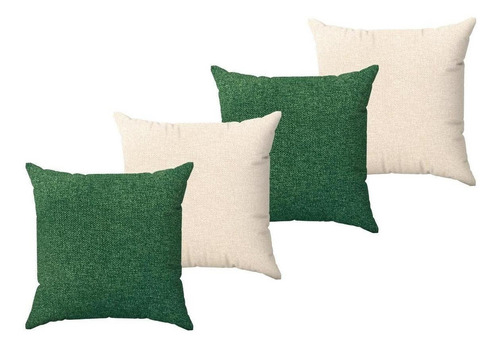 Kit Capa De Almofada Natal 45x45 Decoração Sala Sofá Premium Cor Verde / Off White Lisa