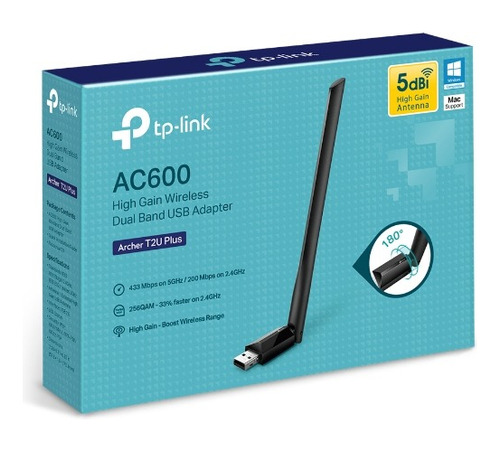 Adaptador Usb Wifi Con Antena Ac600 Tp-link Archer T2u Plus