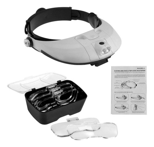 Lupa con luz led diadema manos libres visera 5 lentes