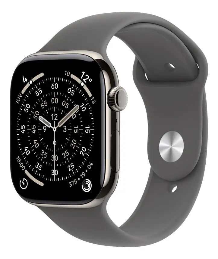 Apple Watch Series 11 GPS + Cellular - Caixa natural de titânio – 46 mm - Pulseira esportiva cinza-pedra – P/M