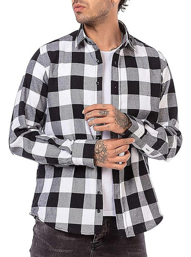 Camisa De Franela A Cuadros De Manga Larga Para Hombre