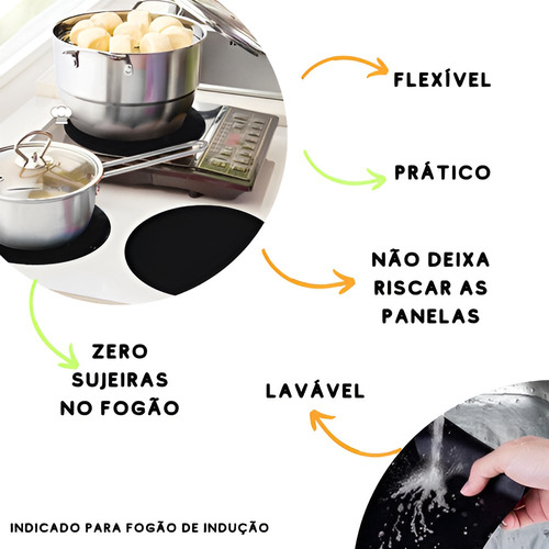 Kit 8 Un Protetor De Fogão Indução Silicone Redondo Preto