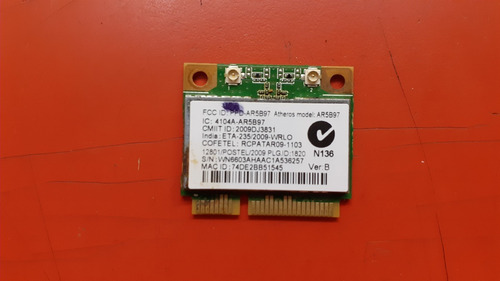 Tarjeta Wifi Atheros Ar5b97 Funcionando Al 100 (Usado)