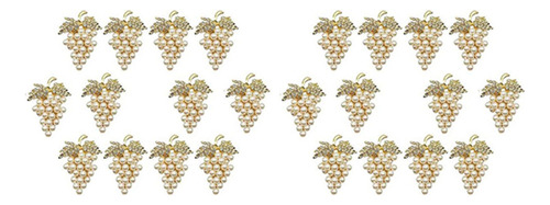 24 Servilleteros De Perlas Doradas Con Forma De Uva Y Hebill