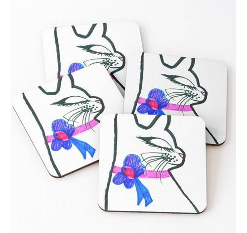 Set Posavasos Gato Y Cinta Calidad Premium