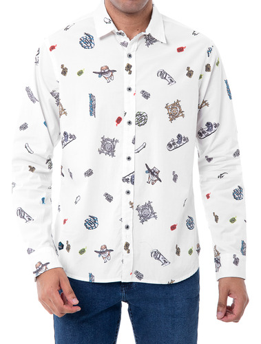 Camisa Moda Popelina Stretch Hombre Gzk-print