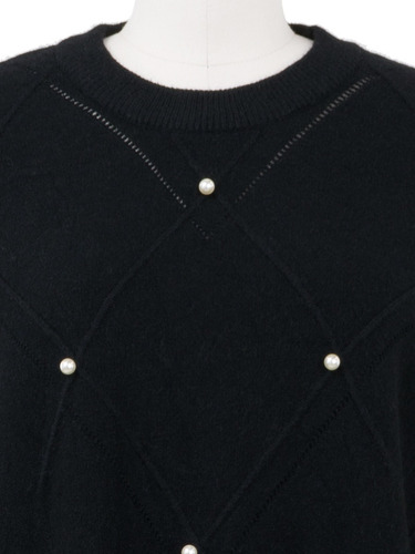 Imagen 4 de 7 de Suéter Maxi, Tejido De Punto Fino, Cerrado, Con Perlas.