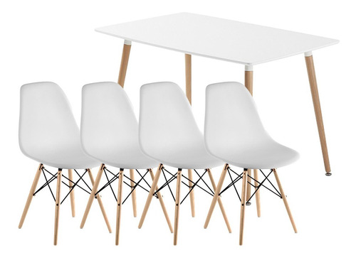 Juego De Comedor Linea Eames Mesa 140 X 80 + 4 Sillas Ct