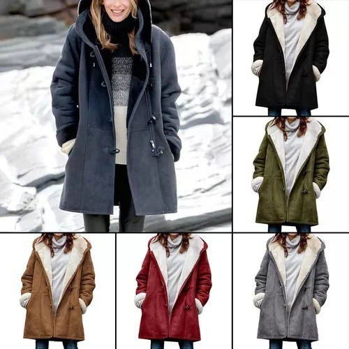 Chaqueta Polar Casual Con Capucha De Talla Grande Para Mujer