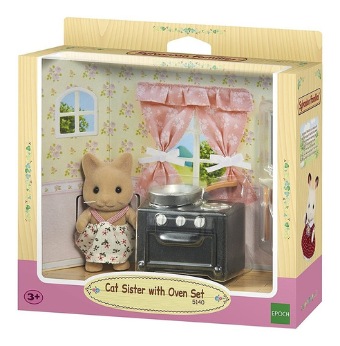 Juguete Sylvanian Families Set Gatita + Cocina Y Sartén Febo