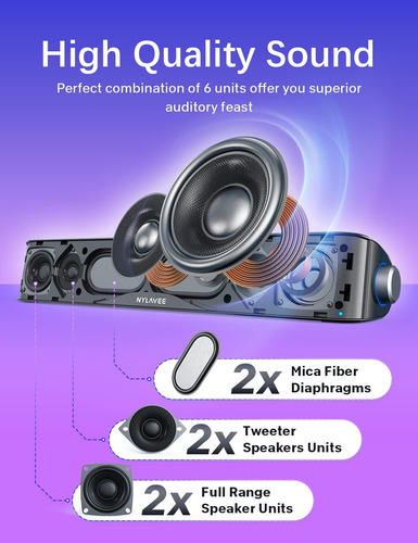 Barra Sonido Calidad Sonido Hifi Bluetooth 3.5mm Aux