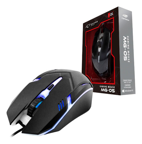 Mouse Gamer C3tech Mg-05bk, Usb, 1600 Dpi