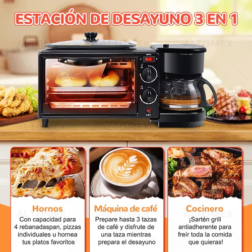Estación De Desayuno Horno 3 En1 De Microondas Con Cafetera