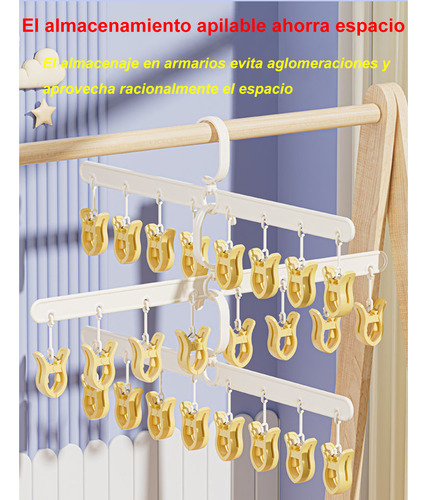 3pc 24 Clips Ganchos Para Calcetín 360° Ajustable Perchas