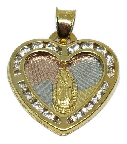 Medalla De Virgen De Guadalupe Corazon Oro Lam+estuche W2