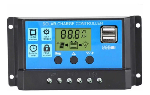 Controlador De Carga Solar Painel 30a Regulador 12v 24v Ad30