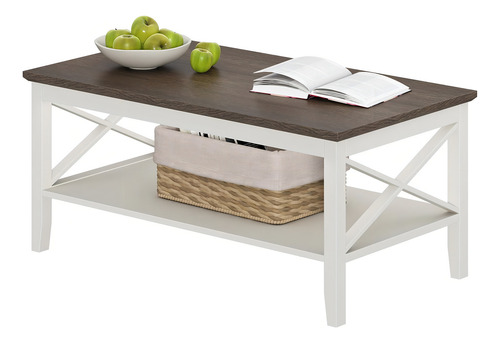 Mesa De Café De Madera Con Patas Gruesas Y Almacenaje Oxford