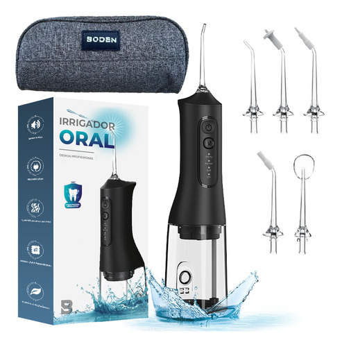 Irrigador Oral Jato De Água Para Higiene Bucal e Limpeza de Proteses Implantes Cor Preto