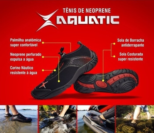 Tenis Hibrido De Neoprene Aquatic Preto Xfloat