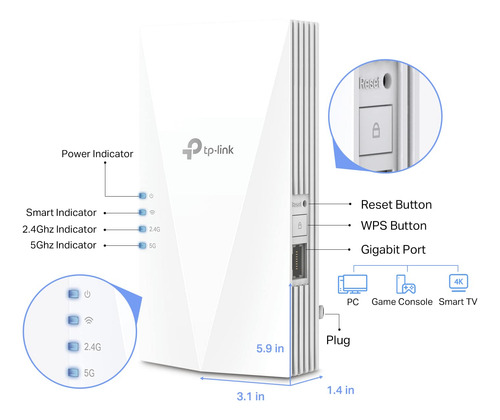 Extensor De Internet Tp-link Ax1800 Wifi 6, Amplificador,
