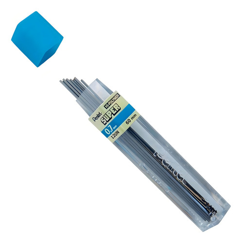 Tubo Mina Grafite Hi-polymer Super Pentel 0.7mm H Com 12 Un. Cor Cinza