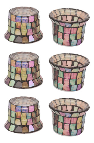 Portavelas De Vidrio, 6 Piezas, Candelabro Sólido En Mosaico