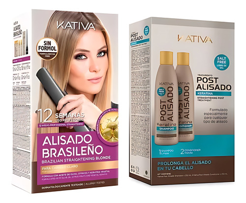 Kit Kativa Alisado+post C.claro - Ml A $153