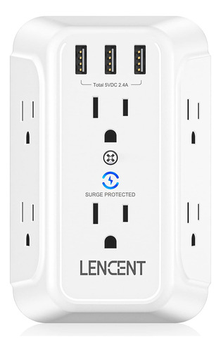 Lencent Cargador De Pared Usb, Extensor De 6 Salidas Con 3 P