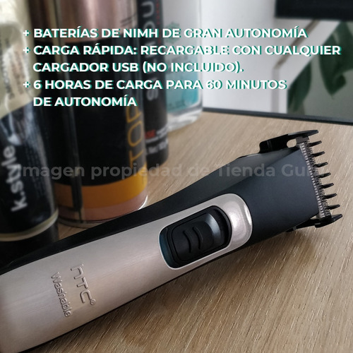 Cortapelo Cortabarba Htc At129c Profesional Solido Color Blanco Y Negro