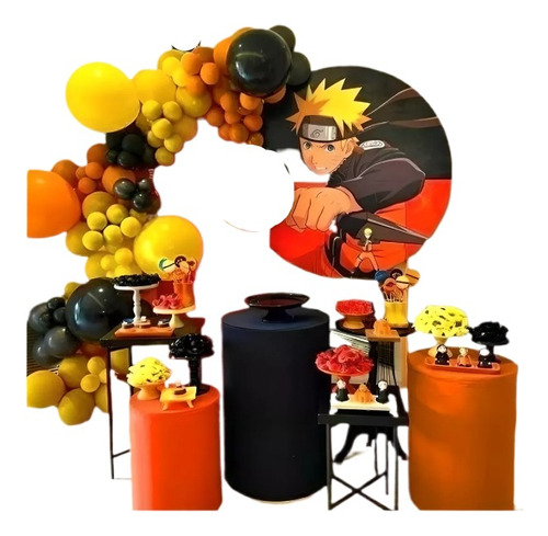 Decoracion Globos Naruto Ninja Naranja Amarillo Negro