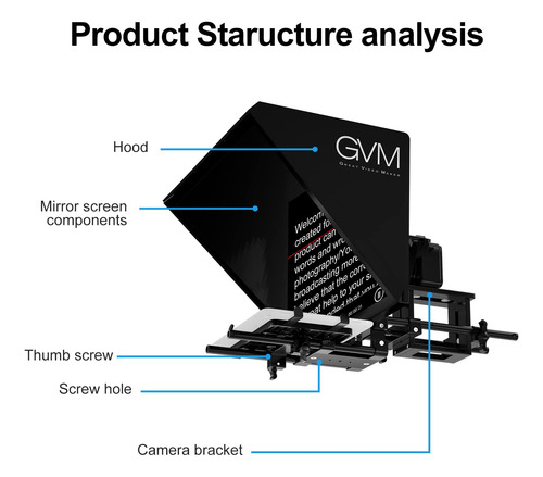 Teleprompter Gvm Tq-l Para iPad, Tableta, Cámara Réflex Digi
