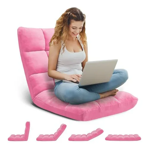 Sillón Plegable Ajustable Gamer 14 Posiciones Rosa Cómodo