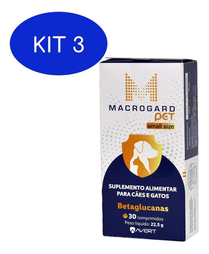 Kit 3 Macrogard Pet 22,5g Cães E Gatos Betaglucanas 30